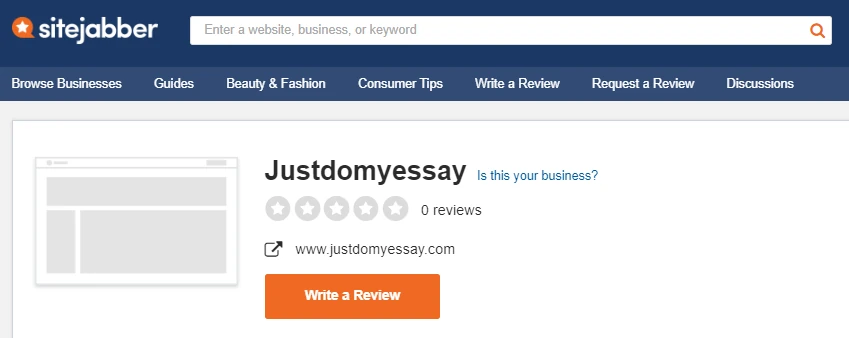 JustDoMyEssay review on Sitejabber